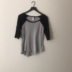 Loose Fit Baseball Tee w/Mesh Arm Cutouts